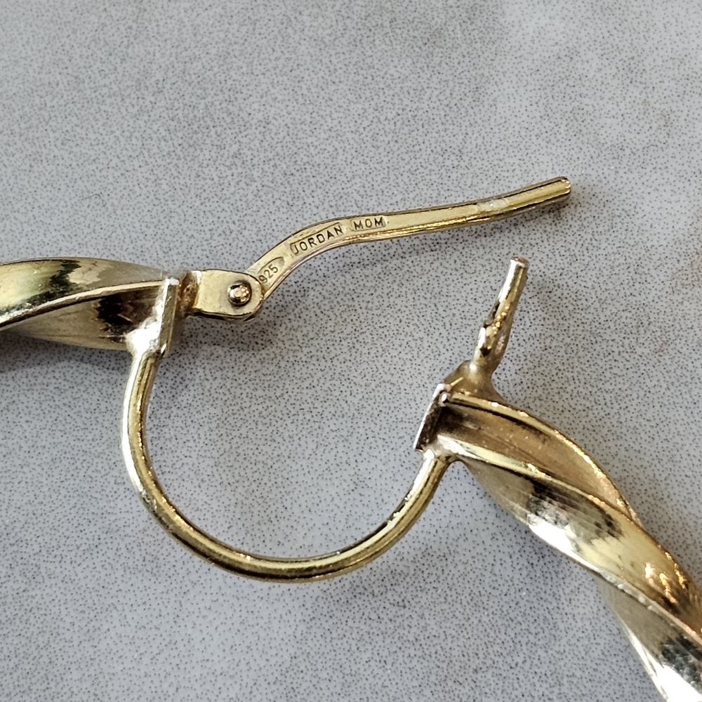 JORDAN MOM 14k Gold Plated and Solid Sterling Silver With Crystals Hoop Earrings - Picture 6 of 13